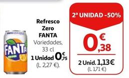 Oferta de Fanta - Refresco Zero por 0,75€ en Alcampo