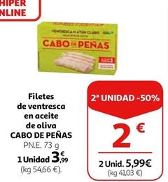Oferta de Cabo de Peñas - Filetes De Ventresca En Aceite De Oliva por 3,99€ en Alcampo