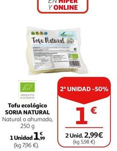 Oferta de Soria Natural - Tofu Ecológico por 1,99€ en Alcampo