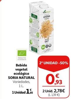 Oferta de Soria Natural - Bebida Vegetal Ecológica por 1,85€ en Alcampo