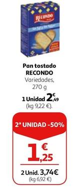 Oferta de Recondo - Pan Tostado por 2,49€ en Alcampo