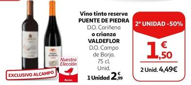 Oferta de Puente de Piedra - Vino Tinto Reserva por 2,99€ en Alcampo