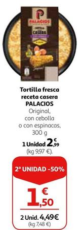 Oferta de Palacios - Tortilla Fresca Receta Casera por 2,99€ en Alcampo