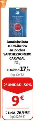 Oferta de Sánchez Romero Carvajal - Jamón Bellota 100% Ibérico En Lonchas por 17,99€ en Alcampo