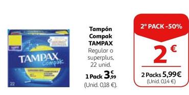 Oferta de Tampax - Tampón Compak por 3,99€ en Alcampo