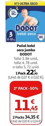Oferta de Dodot - Pañal Bebé Seco Jumbo por 22,9€ en Alcampo