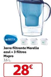 Oferta de Brita - Jarra Filtrante Marella Azul + 3 Filtros Mxpro por 28€ en Alcampo