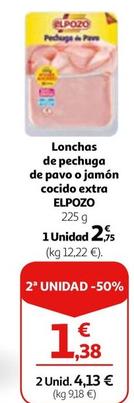 Oferta de Elpozo - Lonchas De Pechuga De Pavo O Jamon Cocido Extra por 2,75€ en Alcampo