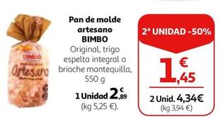 Oferta de Bimbo - Pan De Molde Artesano por 2,89€ en Alcampo