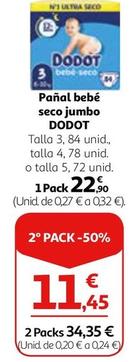 Oferta de Dodot - Panal Bebe Seco Jumbo por 22,9€ en Alcampo