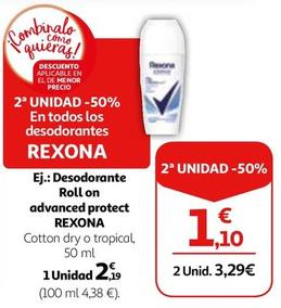 Oferta de Rexona - Desodorante Roll On Advanced Protect por 2,19€ en Alcampo