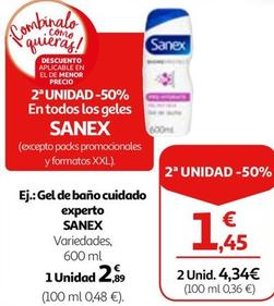 Oferta de Sanex - Gel De Bano Cuidado Experto por 2,89€ en Alcampo
