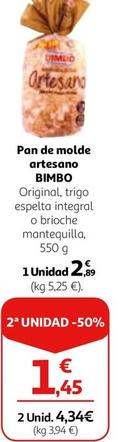 Oferta de Bimbo - Pan De Molde Artesano por 2,89€ en Alcampo