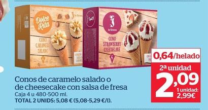 Oferta de Cono De Caramelo Salado O De Cheesecake Con Salsa De Fresa  por 2,99€ en La Sirena