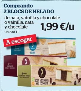 Oferta de 2 Blocs De Helado De Nata , Vainilla Y Chocolate O Vainilla , Nata Y Chocolate por 1,99€ en La Sirena