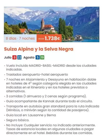 Oferta de Suiza Alpina Y La Selva Negra por 1738€ en Nautalia Viajes