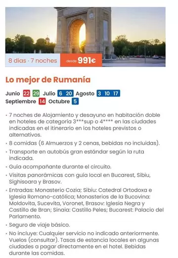 Oferta de Lo Mejor De Rumania por 991€ en Nautalia Viajes