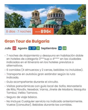 Oferta de Gran Tour De Bulgaria por 896€ en Nautalia Viajes