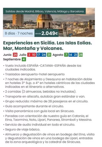 Oferta de Experiencias En Sicilia. Las Islas Eolias. Mar, Montana Y Volcanes  por 2049€ en Nautalia Viajes