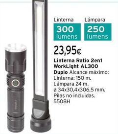 Oferta de Ratio - Linterna 2en1 Worklight AL300 por 23,95€ en Cadena88