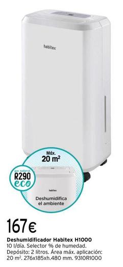 Oferta de Habitex - Deshumidificador H1000 por 167€ en Cadena88