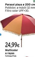 Oferta de Parasol Playa Multicolor A Rayas por 24,99€ en Cadena88