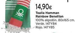 Oferta de Toalla Hamman Rainbow Benetton por 14,9€ en Cadena88