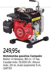 Oferta de Campeón - Motobomba Gasolina por 249,95€ en Cadena88