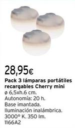 Oferta de Pack 3 Lamparas Portátiles Recargables Cherry Mini por 28,95€ en Cadena88
