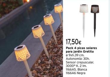 Oferta de Gretita -  Pack 4 Picas Solares Para Jardin por 17,5€ en Cadena88