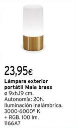 Oferta de Lámpara Exterior Portátil Maia Brass  por 23,95€ en Cadena88