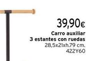 Oferta de Carro Auxiliar 3 Estantes Con Ruedas por 39,9€ en Cadena88