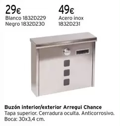 Oferta de Arregui - Chance Buzón Interior/Exterior  por 29€ en Cadena88