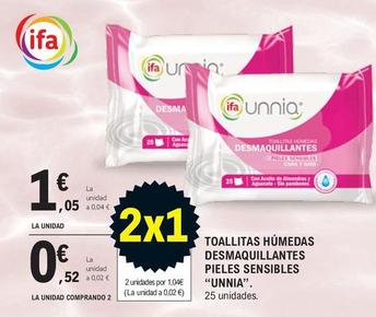 Oferta de Ifa unnia - Toallitas Húmedas Desmaquillantes Pieles Sensibles por 1,05€ en E.Leclerc