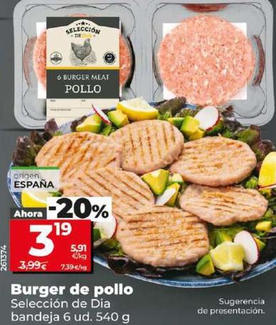 Oferta de Seleccion De Dia - Burger De Pollo por 3,19€ en Dia