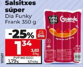 Oferta de Dia Funky Frank - Salchichas Super por 1,34€ en Dia