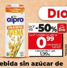 Oferta de Alpro - Bebida Sin Azucar De Avena por 1,99€ en Dia
