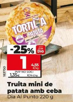 Oferta de Dia Al Punto - Tortilla Mini De Patata Con Cebolla por 1€ en Dia