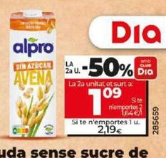 Oferta de Alpro - Bebida Sin Azucar De Avena por 2,19€ en Dia