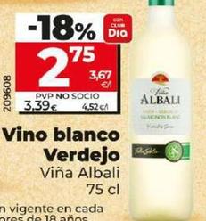 Oferta de Viña Albali - Vino Blanco Verdejo por 2,75€ en Dia