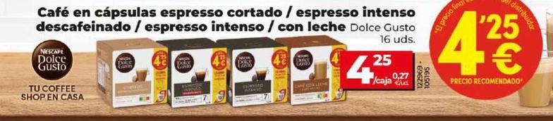 Oferta de Dolce Gusto - Café En Cápsulas Espresso Cortado / Espresso Intenso Descafeinado / Espresso Intenso / Con Leche por 4,25€ en Dia
