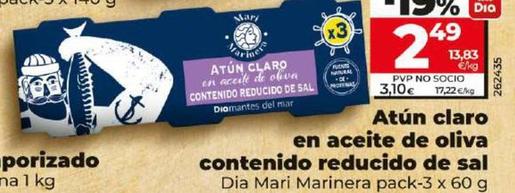 Oferta de Dia Mari Marinera - Atun Claro En Aceite De Oliva Contenido Reducido De Sal por 2,49€ en Dia