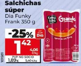 Oferta de Dia Funky Frank - Salchichas Super  por 1,42€ en Dia