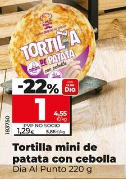 Oferta de Dia Al Punto - Tortilla Mini De Patata Con Cebolla por 1€ en Dia
