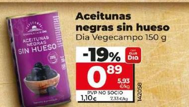 Oferta de Dia Vegecampo - Aceitunas Negras Sin Hueso por 0,89€ en Dia