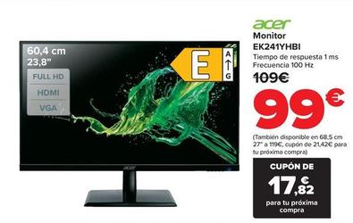 Oferta de Acer - Monitor  Ek241Yhbi por 99€ en Carrefour