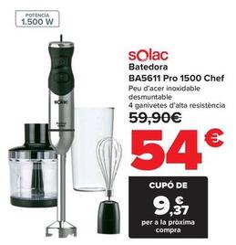Oferta de Solac - Batidora BA5611 Pro 1500 Chef por 54€ en Carrefour