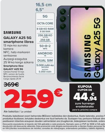 Oferta de Samsung - Smartphone Libre Galaxy A25 5G por 259€ en Carrefour