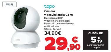 Oferta de Tapo - Cámara Videovigilancia Ct70 por 29,9€ en Carrefour