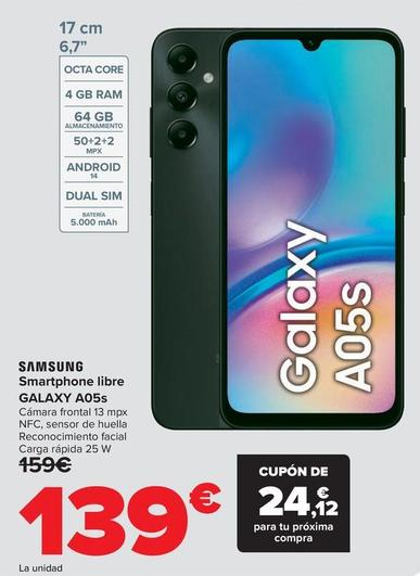 Oferta de Samsung - Samsung  Libre Galaxy A05s por 139€ en Carrefour